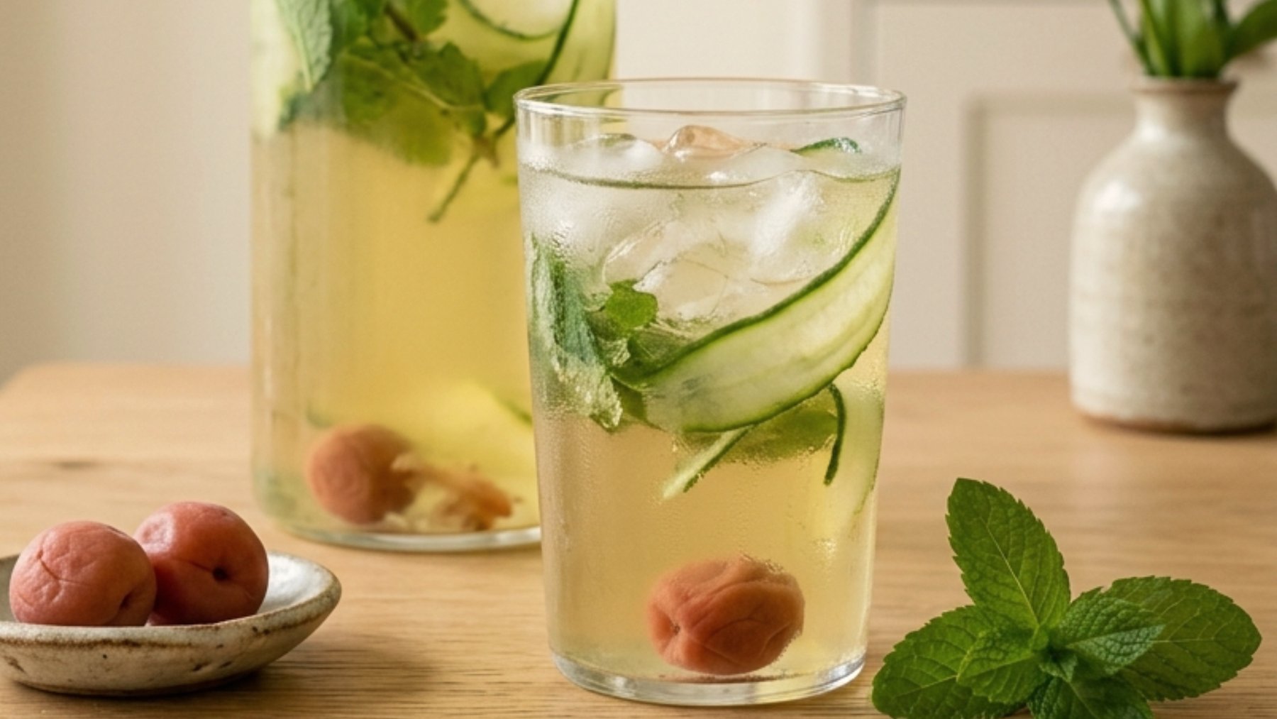 Ume and mint green tea cooler